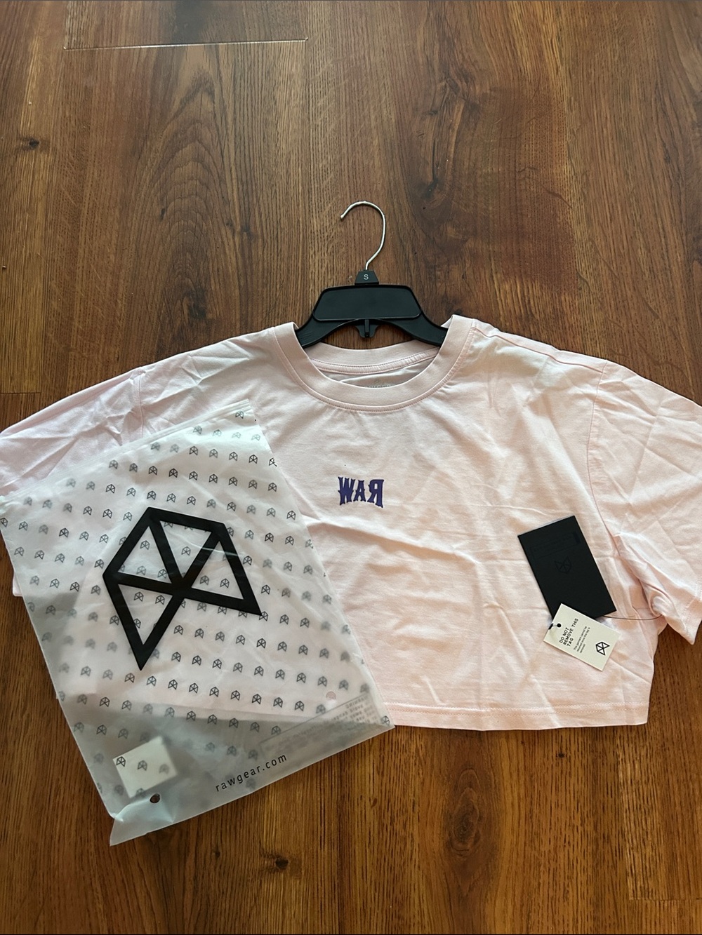 Raw Logo Cropped Short Sleeve Tee in Light Pink